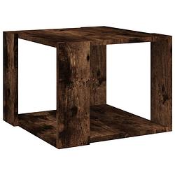 Foto van The living store salontafel - gerookt eiken - bewerkt hout - 40x40x30cm - opbergschap