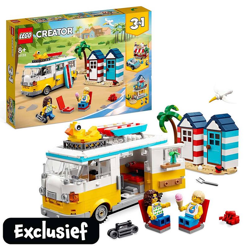 Foto van Lego creator 3-in-1 creator strandkampeerbus 31138