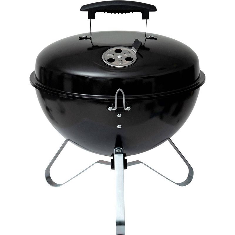 Foto van Big jeff tafel-bbq ø 37x40cm, zwart, incl. deksel & ventilatierooster, handig formaat, heerlijk bbq'sen met gemak.