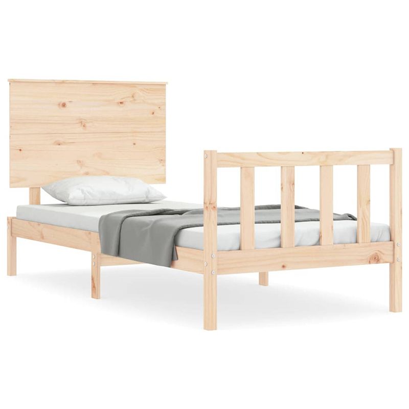 Foto van The living store bed grenenhout massief - 205.5 x 95.5 x 82.5 cm - multiplex lattenbodem