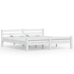 Foto van The living store bedframe - houten bedframe - 206x186x66 cm - wit - matras niet inbegrepen