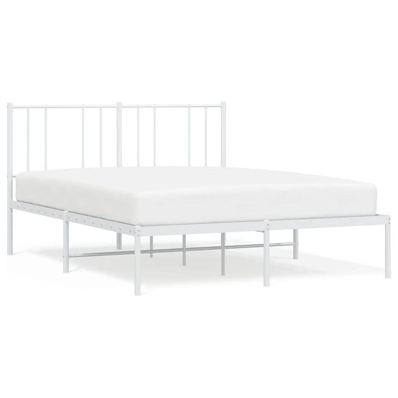 Foto van Vidaxl bedframe met hoofdbord metaal wit 140x190 cm