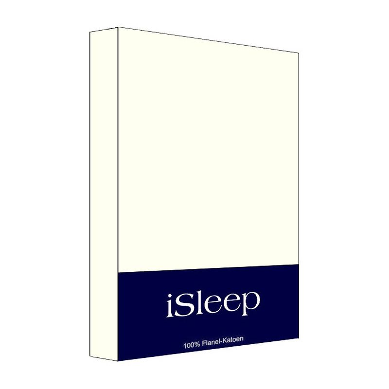 Foto van Isleep hoeslaken flanel katoen - 80x200 - licht beige