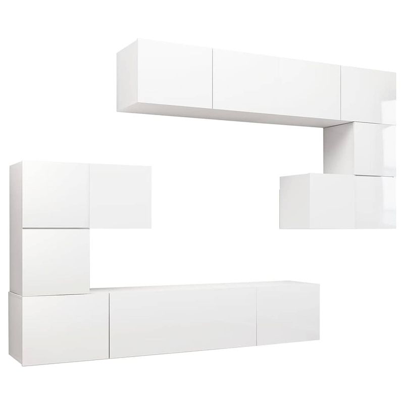 Foto van The living store televisiemeubel set - spaanplaat - 80x30x30 cm - 60x30x30 cm - 30.5x30x30 cm - hoogglans wit