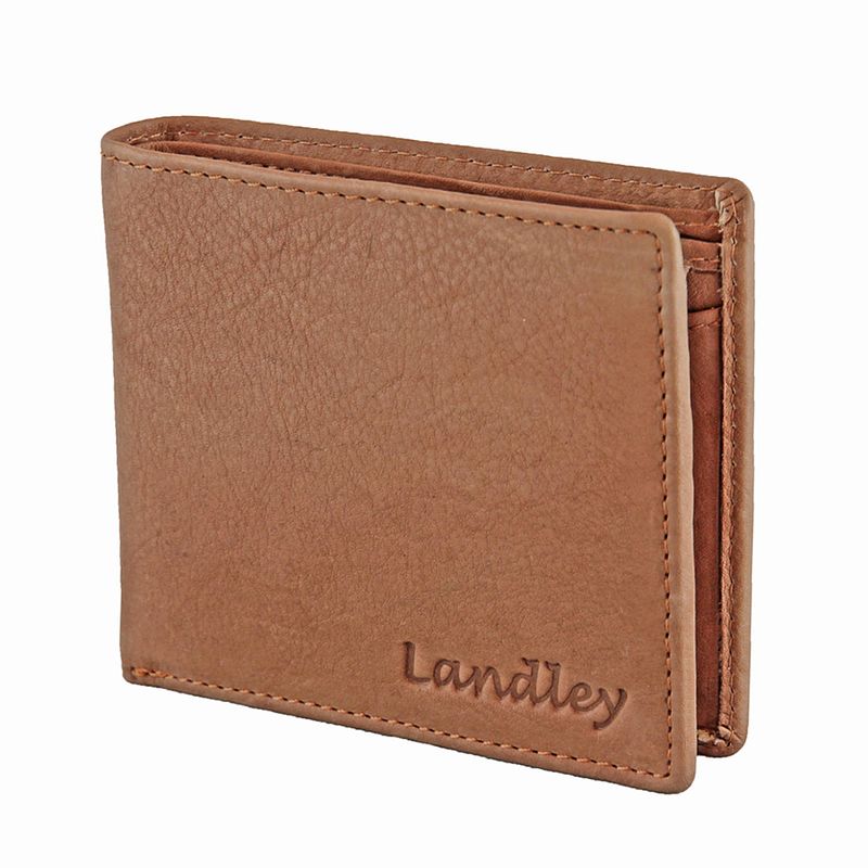 Foto van Landley heren portemonnee leer - plat model - rfid bescherming tegen skimmen - cognac