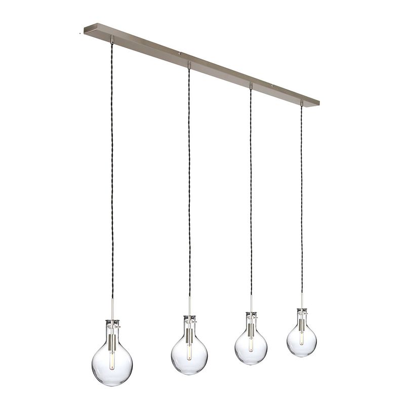 Foto van Moderne hanglamp - steinhauer - glas - modern - e14 - l: 140cm - voor binnen - woonkamer - eetkamer - zilver