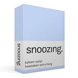 Foto van Snoozing - katoen-satijn - hoeslaken - extra hoog - 140x200 - hemel