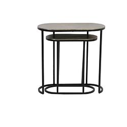 Foto van Side table s/2 max 53x26x53 cm bocov antique bronze-black