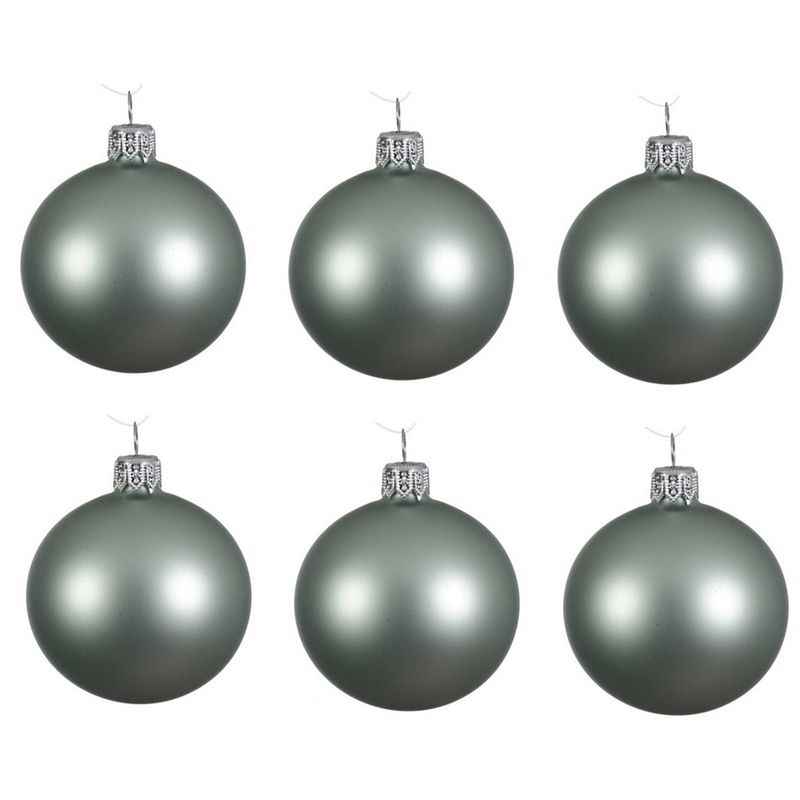 Foto van 6x glazen kerstballen mat mintgroen 6 cm kerstboom versiering/decoratie - kerstbal