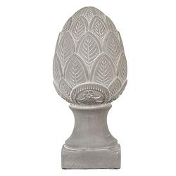 Foto van Clayre & eef decoratie beeld dennenappel ø 16*33 cm grijs steen decoratief figuur decoratieve accessoires