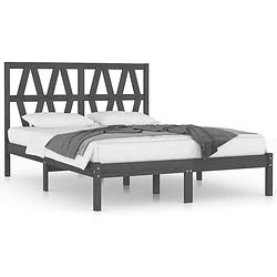 Foto van The living store bedframe massief grenenhout grijs 150x200 cm 5ft king size - bed