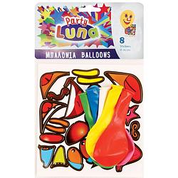 Foto van Diakakis ballonnen met stickers 26 cm latex multicolor 8 st.