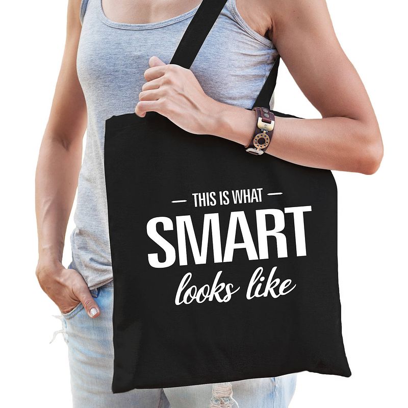 Foto van This is what smart looks like cadeau tas zwart voor dames - feest boodschappentassen