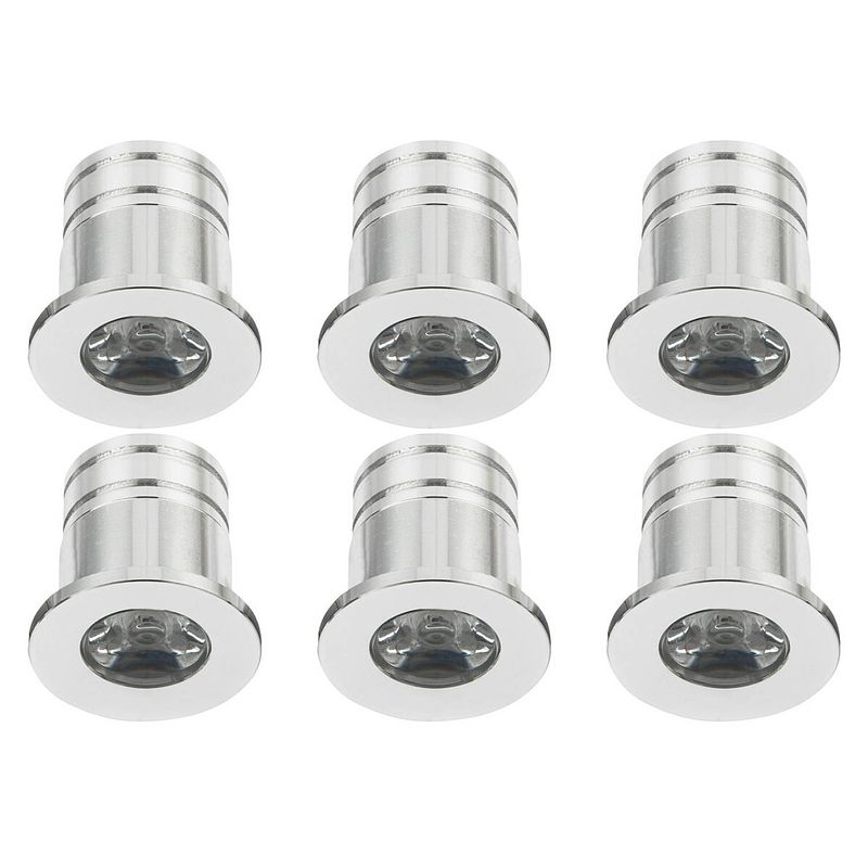 Foto van Led veranda spot verlichting 6 pack - 3w - warm wit 3000k - inbouw - dimbaar - rond - mat zilver - aluminium - ø31mm