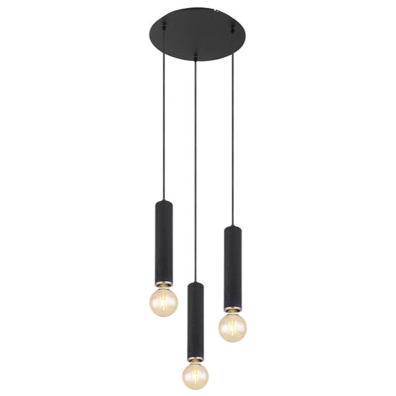 Foto van Industriële hanglamp marion - l:35cm - e27 - metaal - zwart