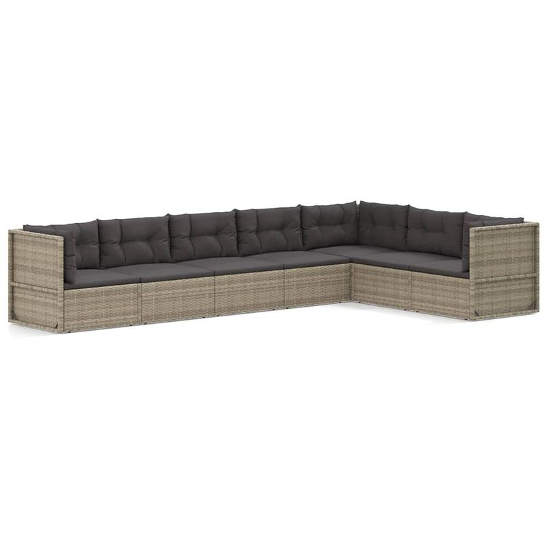 Foto van Vidaxl 7-delige loungeset met kussens poly rattan grijs