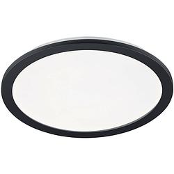 Foto van Led plafondlamp - trion campill - 22w - warm wit 3000k - spatwaterdicht ip44 - dimbaar - rond - mat zwart - kunststof