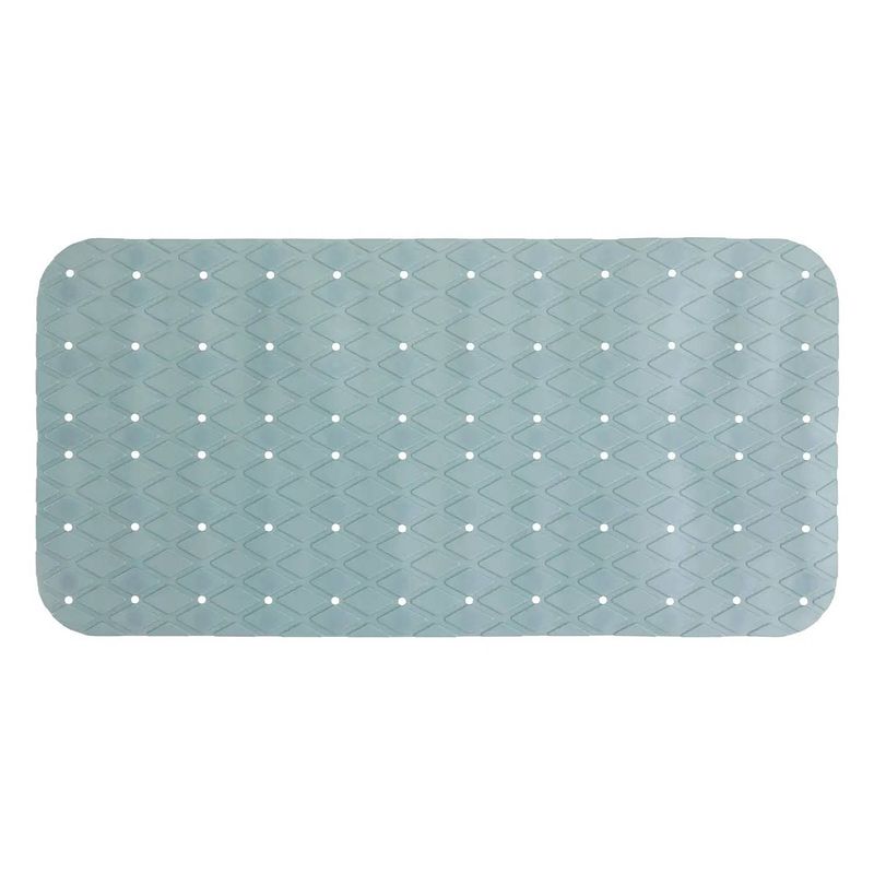 Foto van Douche/bad anti-slip mat badkamer - pvc - ijsblauw - 70 x 35 cm - rechthoek - badmatjes