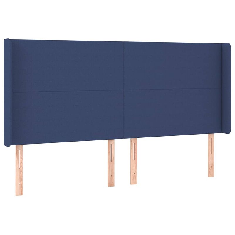 Foto van Vidaxl hoofdbord met randen 183x16x118/128 cm stof blauw