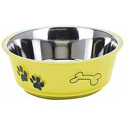 Foto van Dogs collection hondenvoer- en drinkbak 17,5 cm rvs geel