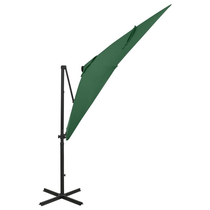 Foto van The living store tuinparasol groen 250x230 cm - met led-verlichting en aluminium paal