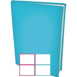 Foto van Rekbare boekenkaften a4 - aqua blauw - 6 stuks inclusief kleur textiel labels