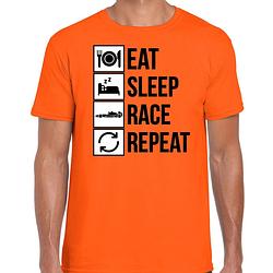 Foto van Eat sleep race repeat supporter / race fan t-shirt oranje voor heren 2xl - feestshirts