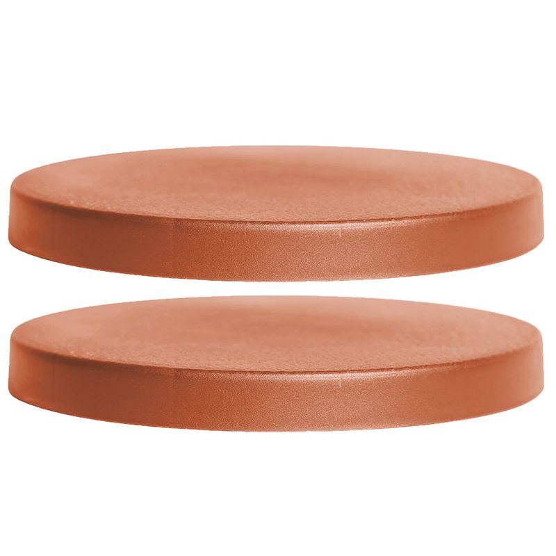 Foto van 2x stuks planten trolleys/multirollers rond terracotta kunststof 30 cm - planten onderzetter