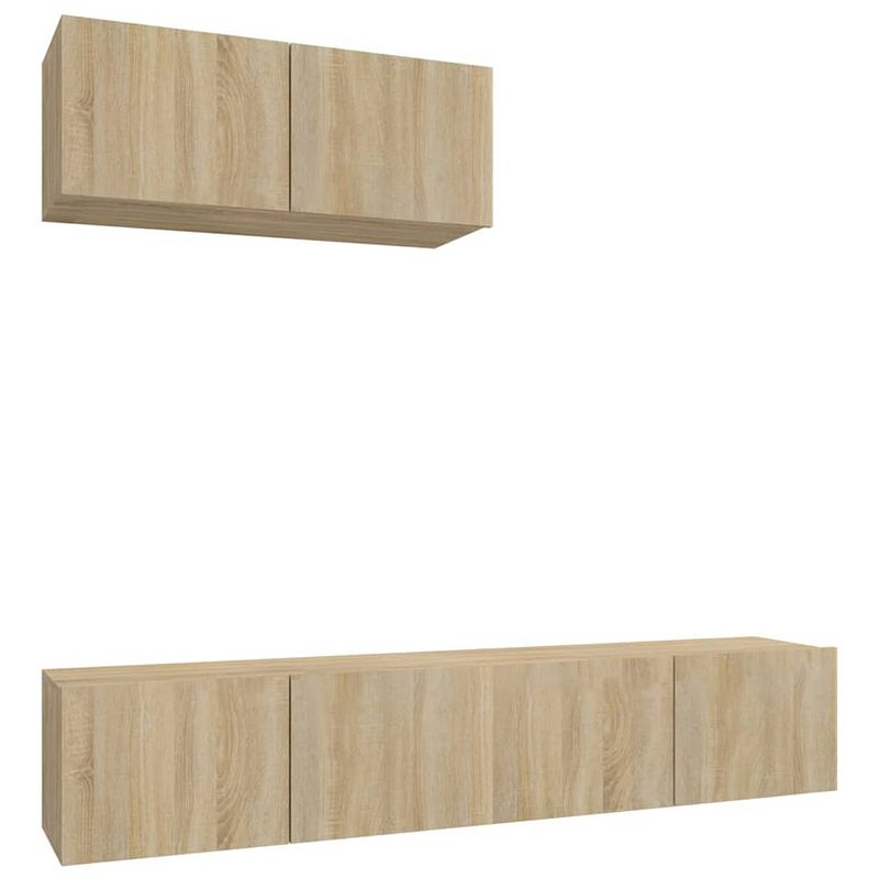 Foto van The living store tv-meubelset - sonoma eiken - 80x30x30 cm - 3 stuks