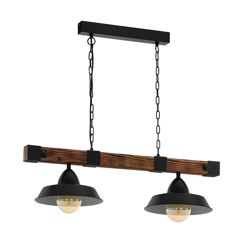 Foto van Eglo oldbury hanglamp - e27 - 86 cm - zwart/bruin/landelijk