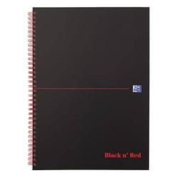 Foto van Oxford black n's red spiraalblok karton, 140 bladzijden ft a4, geruit 5 mm