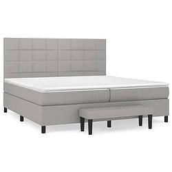 Foto van The living store boxspringbed - bed - 203 x 200 x 118/128 cm - lichtgrijs