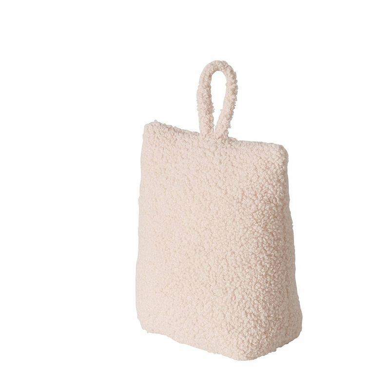 Foto van Boltze deurstopper zak - 1 kg - beige - pluche/teddy stof - 20 x 10 cm - deurstoppers