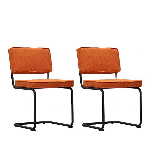 Foto van Set van 2 eetkamerstoelen industrieel remo oranje