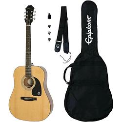 Foto van Epiphone songmaker dr-100 acoustic guitar player pack natural akoestische westerngitaar set