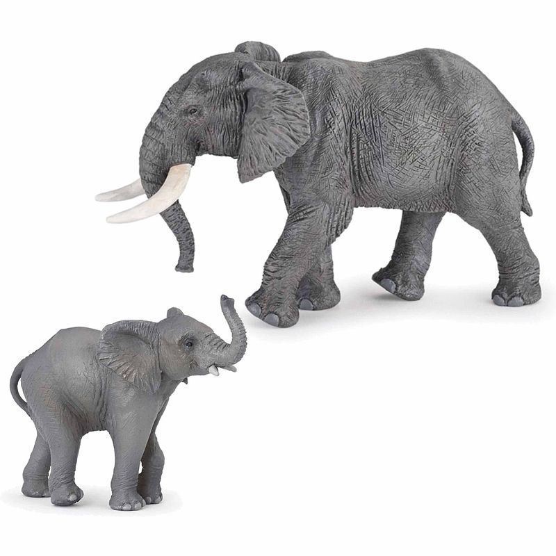 Foto van Plastic speelgoed figuren setje olifanten familie van moeder en kind - speelfigurenset