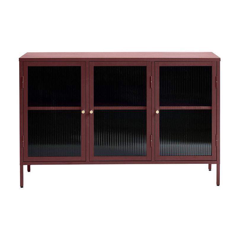 Foto van Bronco dressoir 3 glazen deuren rood.