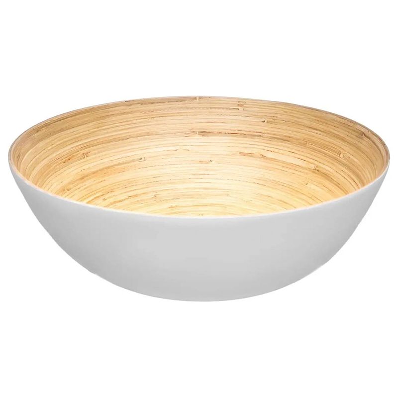 Foto van Secret de gourmet - slakom/serveer schaal- bamboe - wit - d30 cm - saladeschalen