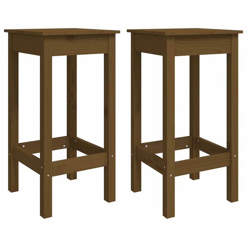 Foto van Vidaxl barstoelen 2 st 40x40x78 cm massief grenenhout honingbruin