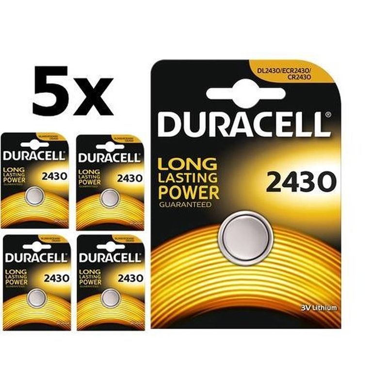 Foto van 5 stuks duracell cr2430 3v lithium knoopcelbatterij