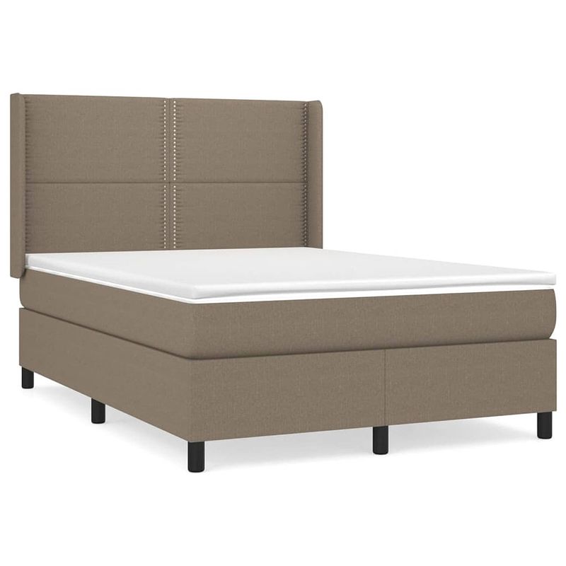 Foto van The living store boxspringbed - taupe - 193 x 147 x 118/128 - pocketvering matras - middelharde ondersteuning -