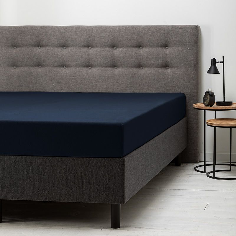 Foto van Fresh & co comfort hoeslaken jersey kleur: navy, 180 x 200 cm