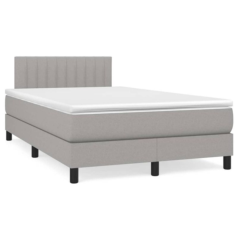 Foto van The living store boxspringbed - lichtgrijs - 203x120x78/88 cm - met verstelbaar hoofdbord - pocketvering matras -