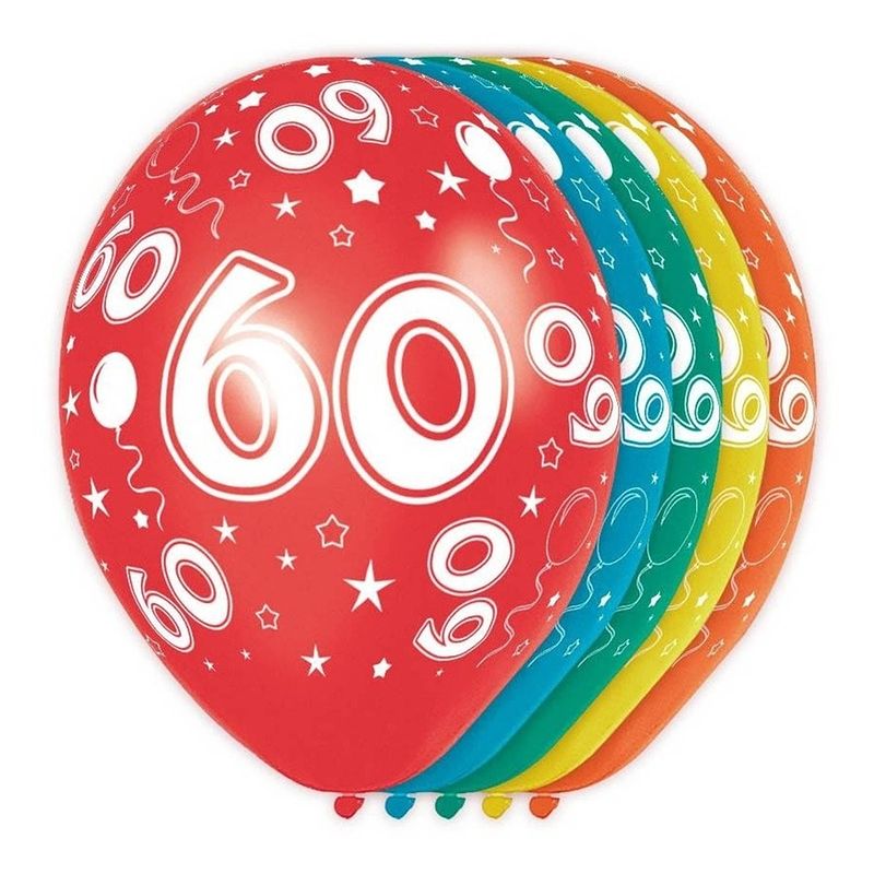 Foto van 5x stuks 60 jaar thema versiering helium ballonnen 30 cm - ballonnen