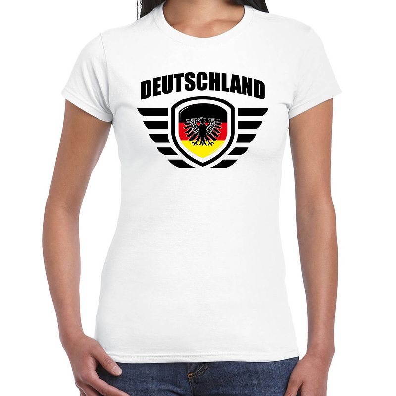 Foto van Deutschland landen / voetbal t-shirt wit dames - ek / wk voetbal s - feestshirts