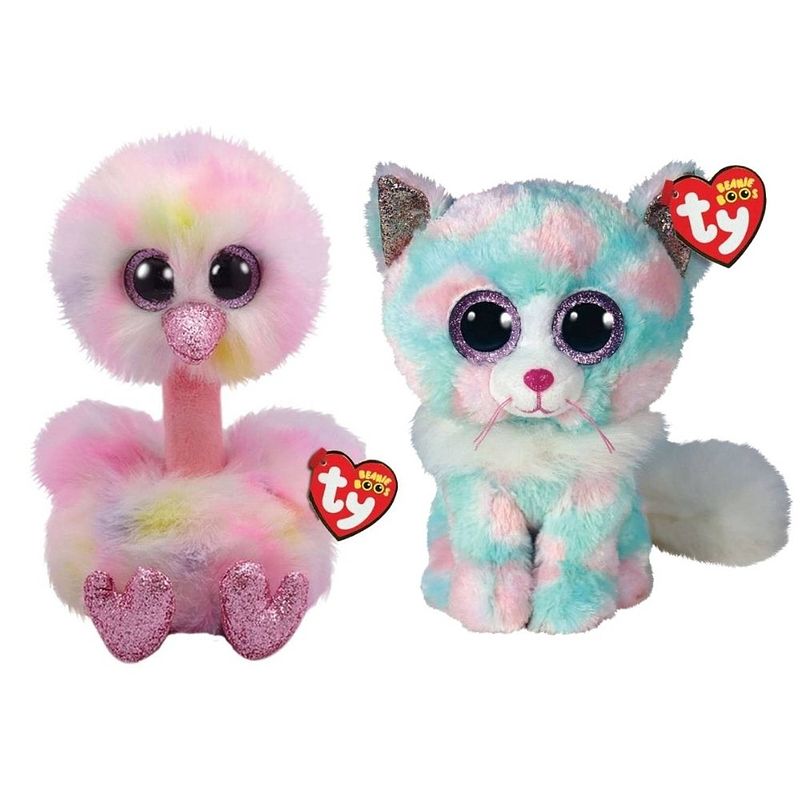 Foto van Ty - knuffel - beanie buddy - avery ostrich & opal cat