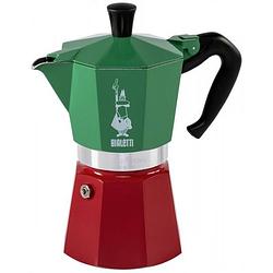 Foto van Bialetti moka express italia 0005323 koffiezetapparaat - 0.24 l - groen/rood/wit - 6 kopjes