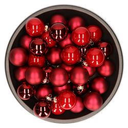 Foto van Kerstballen set van glas 36x stuks rood tinten 6 cm - kerstbal