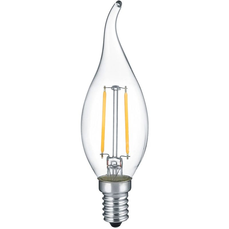 Foto van Led lamp - kaarslamp - filament - trion kirza - e14 fitting - 2w - warm wit-2700k - transparant helder - glas