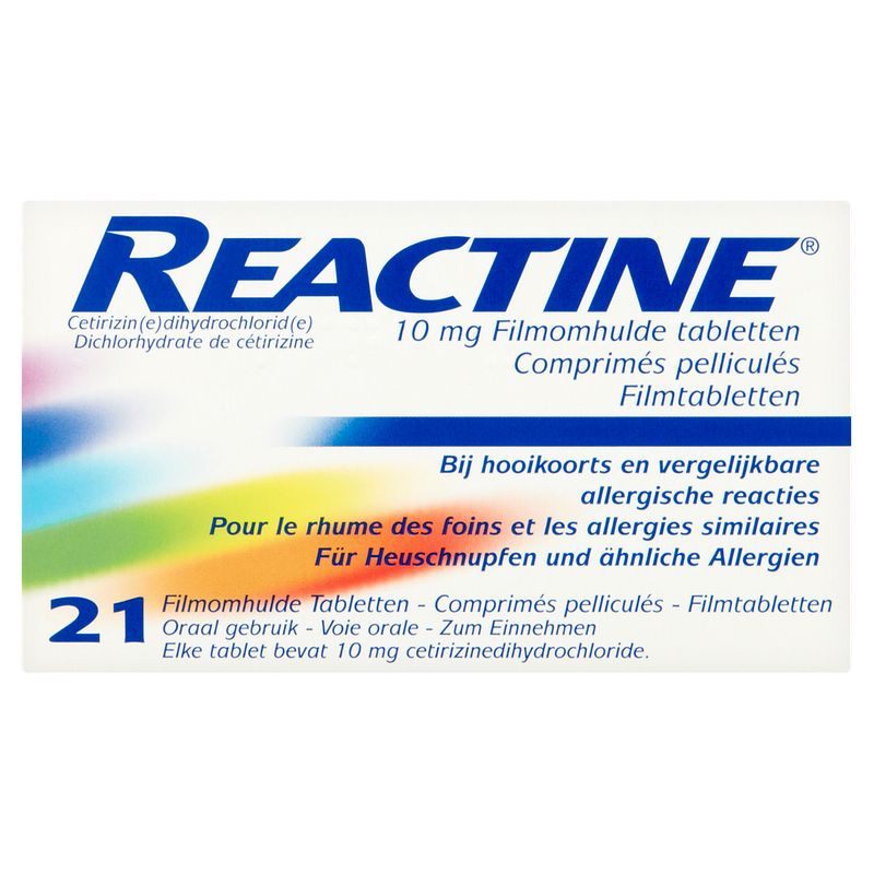 Foto van Reactine cetirizine 10mg tabletten 21st